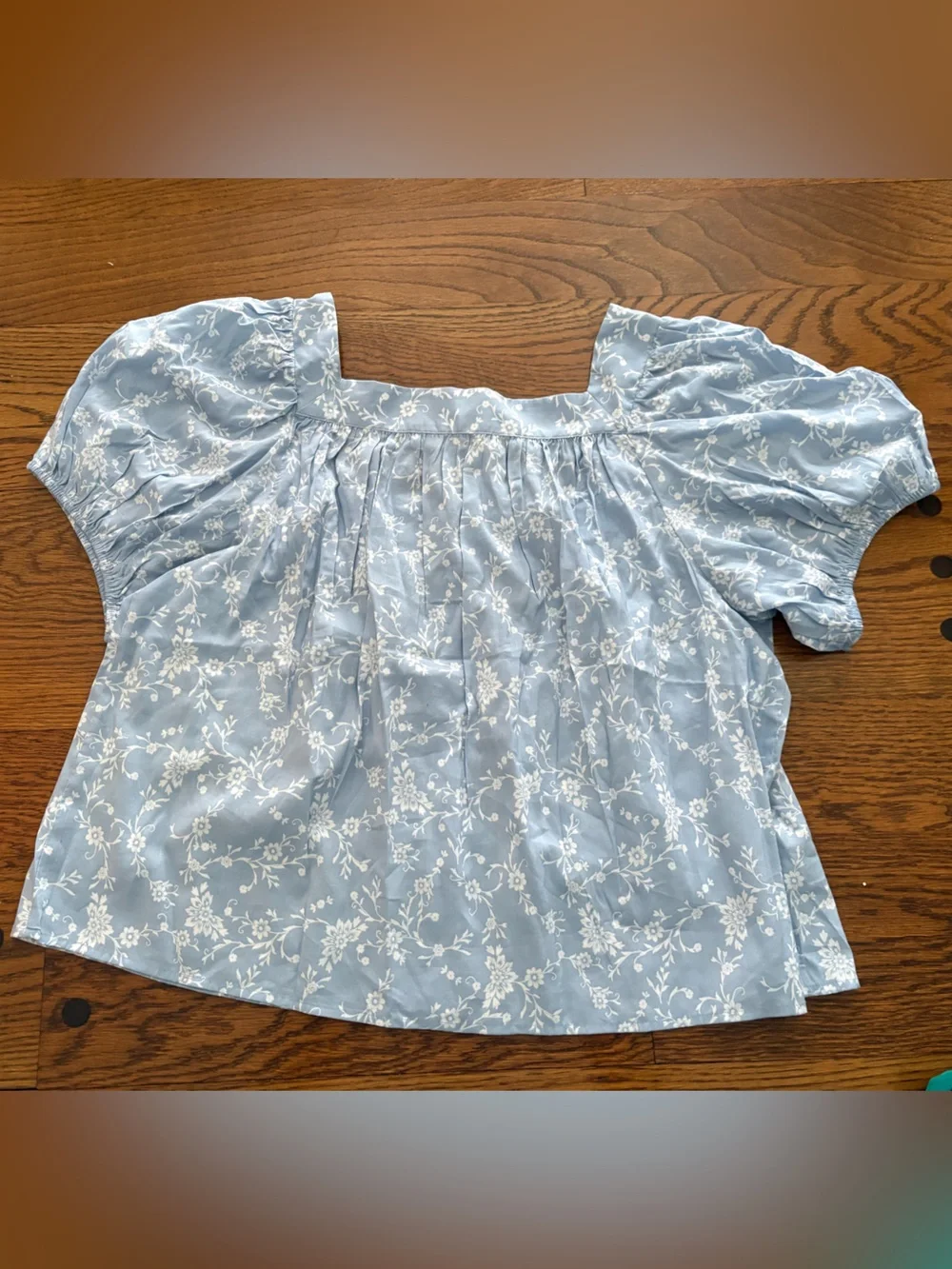 Paisley Puff Sleeve Square Neck Blouse